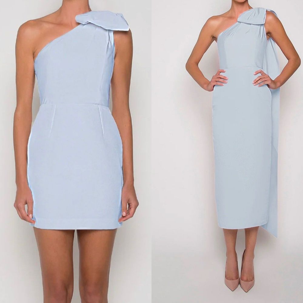 Alexia Maria Anne Blair Dress Silk Faille Midi Cocktail Bow
Light Blue Size 2
